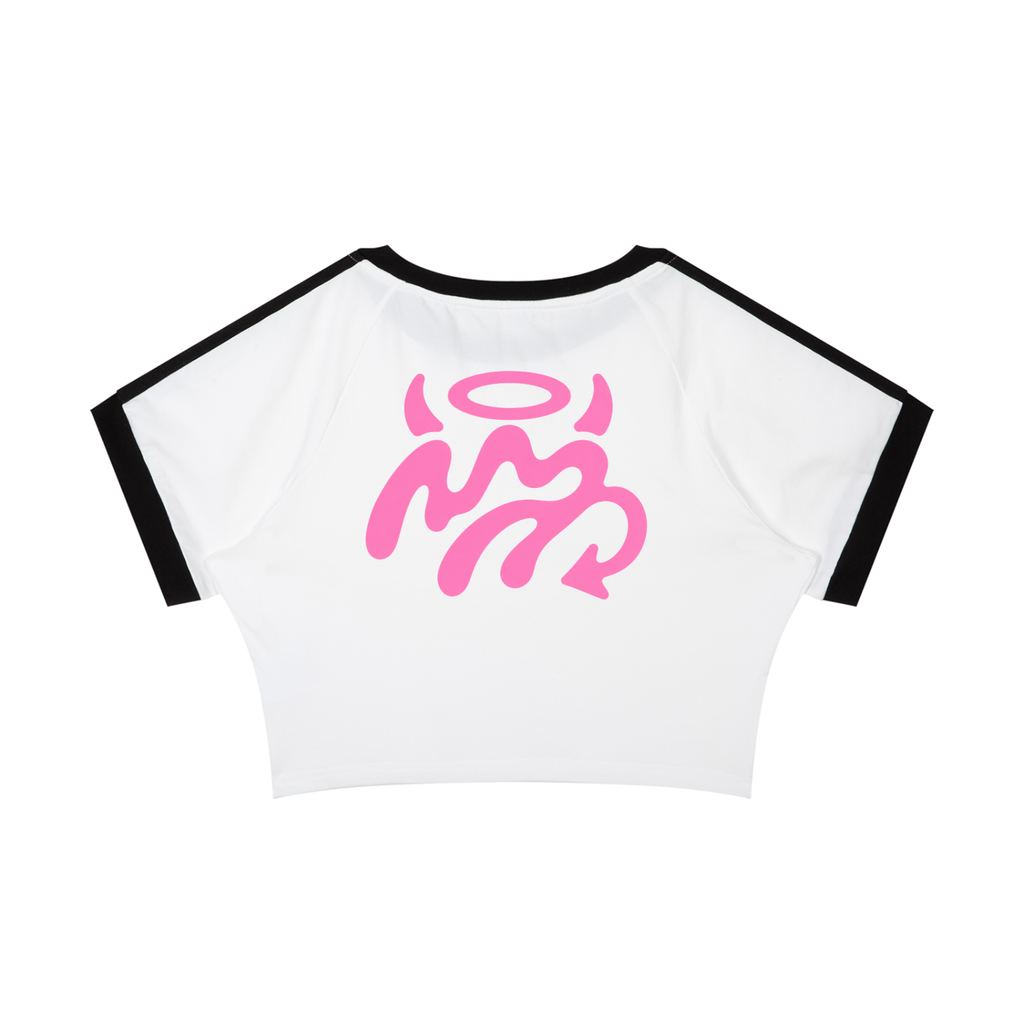 Pink We all camt be saints Meltmark Crop T-Shirt