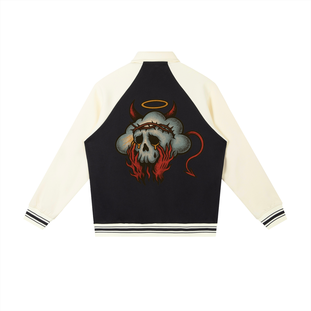Holysheesh Good Vibes Bad Intentions Baseball Jacket