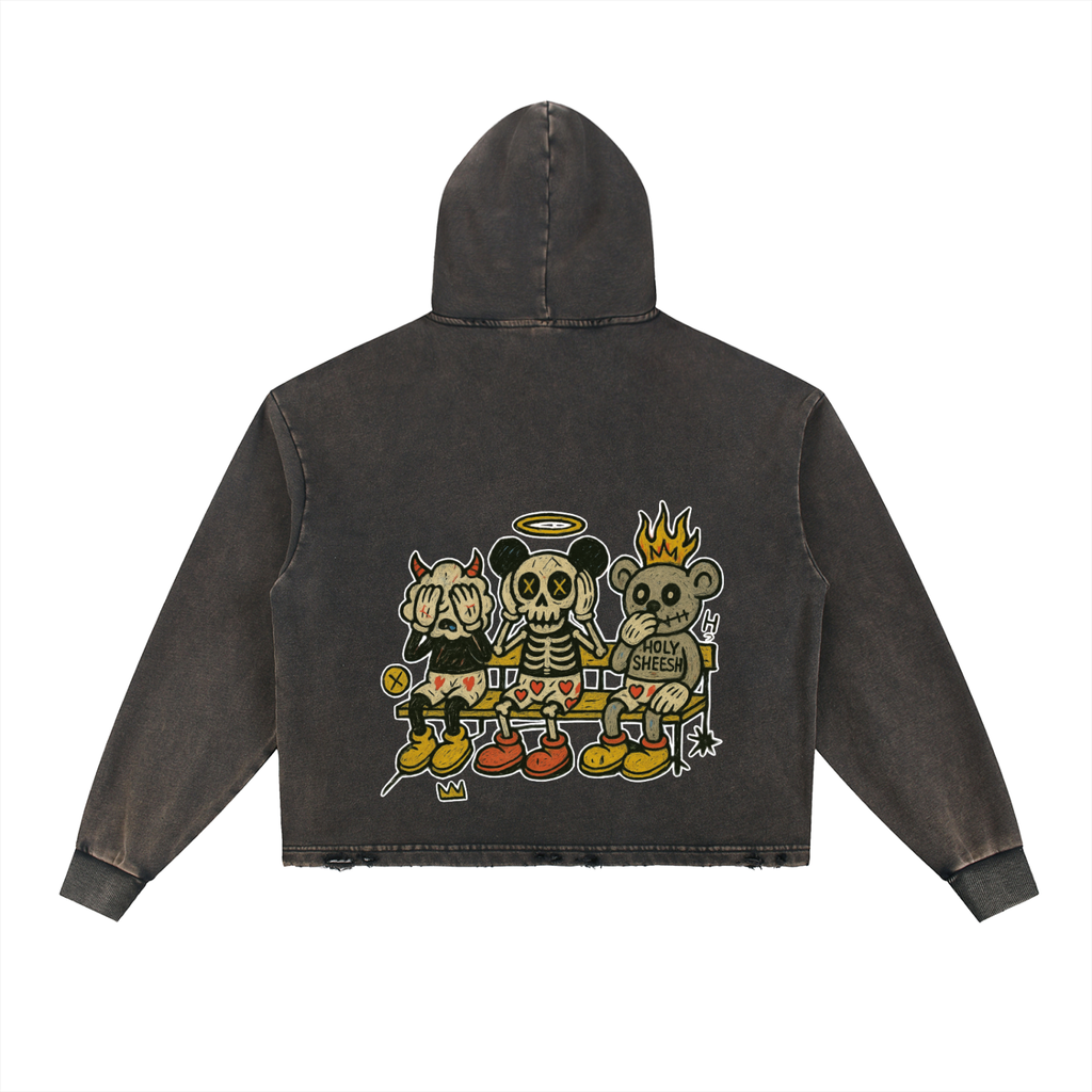 Holysheesh Frayed-Hem Hoodie
