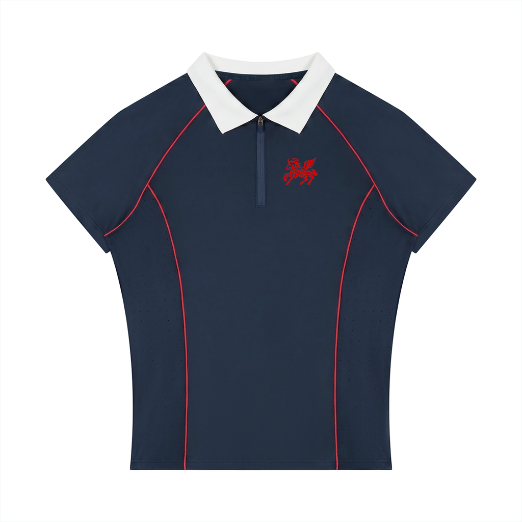 Holysheesh pegasus Women’s Slim Fit Quarter-Zip Polo Shirt